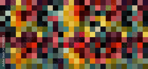 Abstract art colored pixel grid pattern. Pixel bit halftoning icon. Square mosaic structure. Colorful painting, mosaic landscape. Chess-board pattern, in a variety of colors.