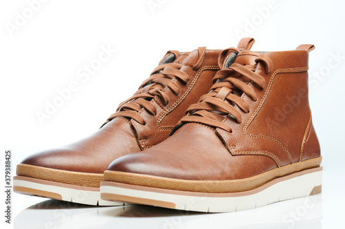 Brown men leather skin shoes