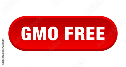 gmo free button. rounded sign on white background