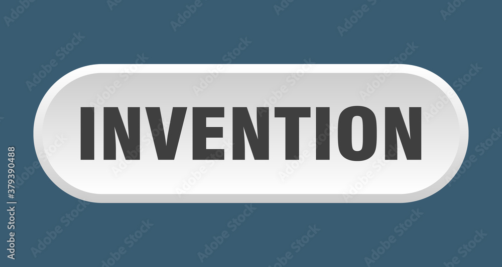 invention button. rounded sign on white background