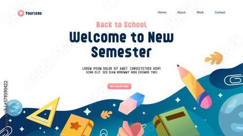 Welcome to new semester school landing page website template vector