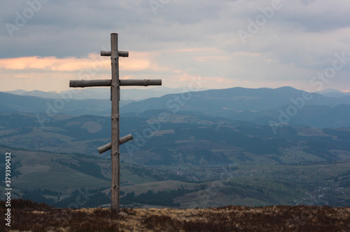 cross on top of mountain