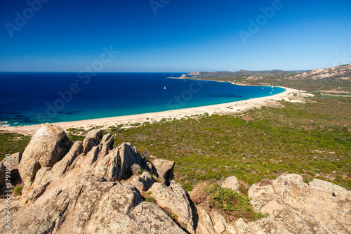 Blick auf den Plage d'Erbaju, Korsika, vom Tour de Roccapina aus photo