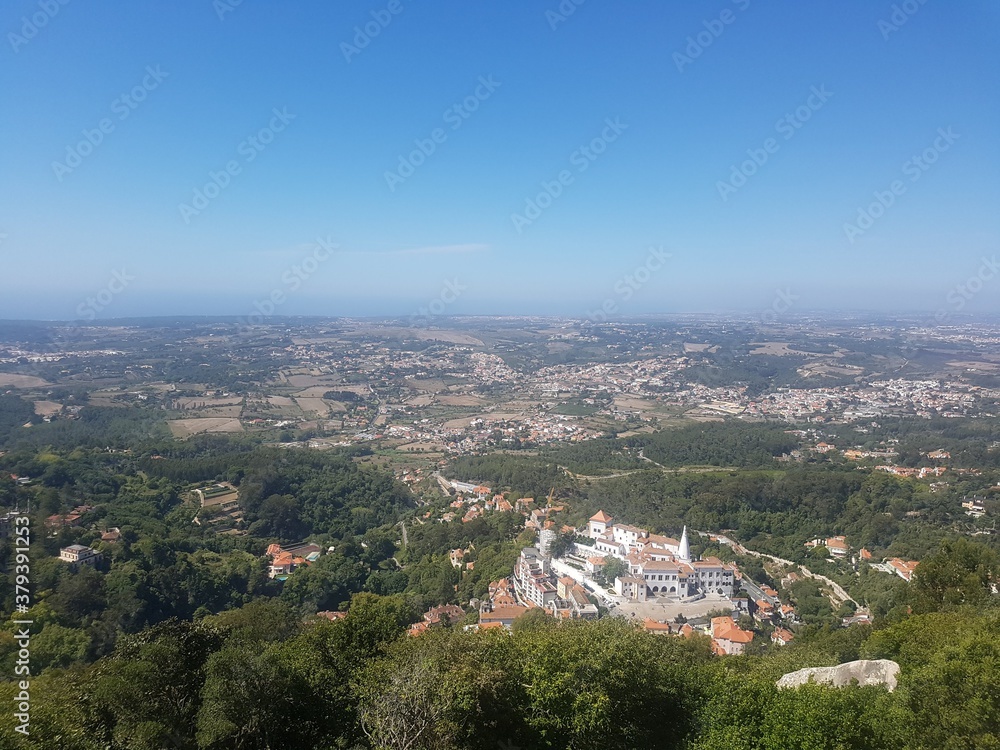 View from the cliff to portugal, fortress, village, ocean