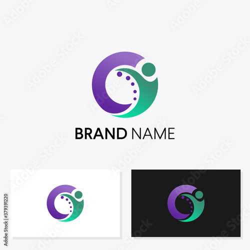 Chiropractic with letter C concept logo designs vector