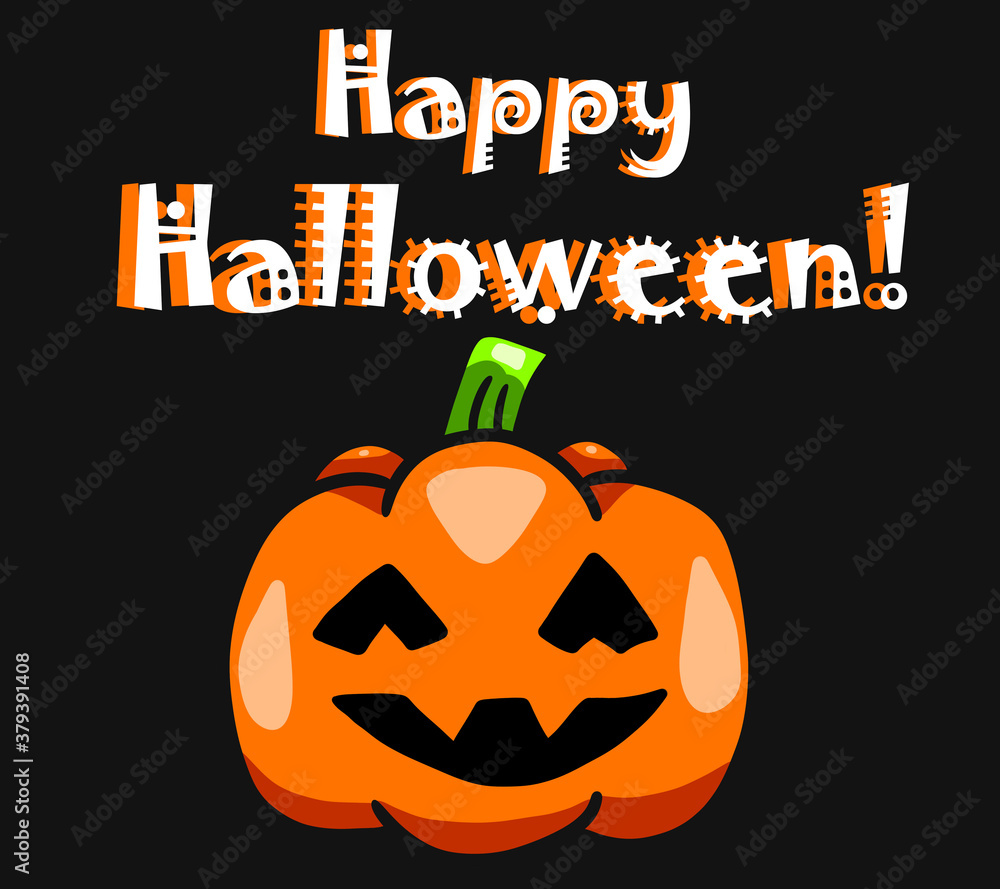 Stylized Happy Halloween Card With a Cute Pumpkin Stylized Happy Halloween Card With a Cute Pumpkin