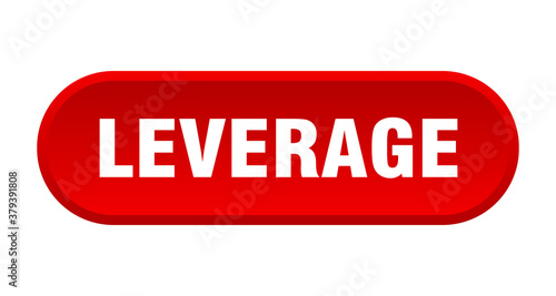 leverage button. rounded sign on white background