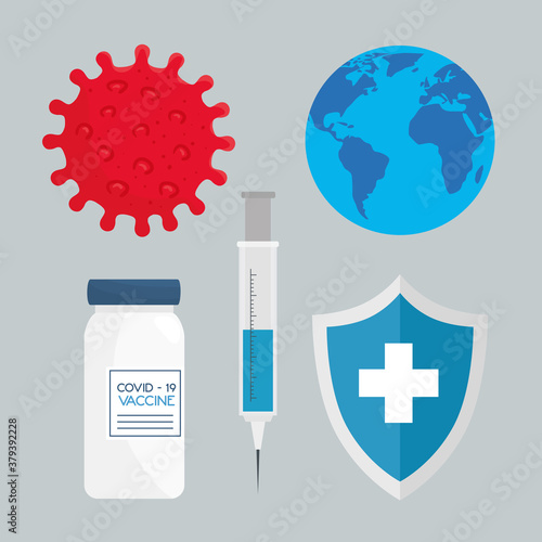 set icons of developing coronavirus covid19 vaccine vector illustration design