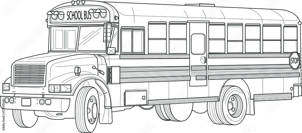 School bus realistic sketch template. Cartoon vector illustration in black and white for games, background, pattern, decor. Print for fabrics and other surfaces. Coloring paper, page, story book Stock Vector | Adobe School bus realistic sketch template. Cartoon vector illustration in black and white for games, background, pattern, decor. Print for fabrics and other surfaces. Coloring paper, page, story book Stock Vector | Adobe