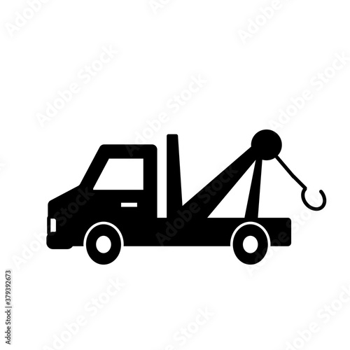 Tow truck silhouette icon. Clipart image isolated on white background.