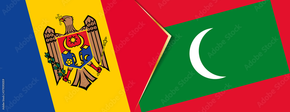 Moldova and Maldives flags, two vector flags.