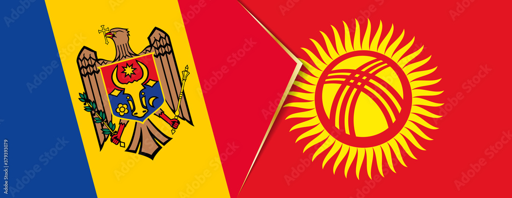 Moldova and Kyrgyzstan flags, two vector flags. Moldova and Kyrgyzstan flags, two vector flags.