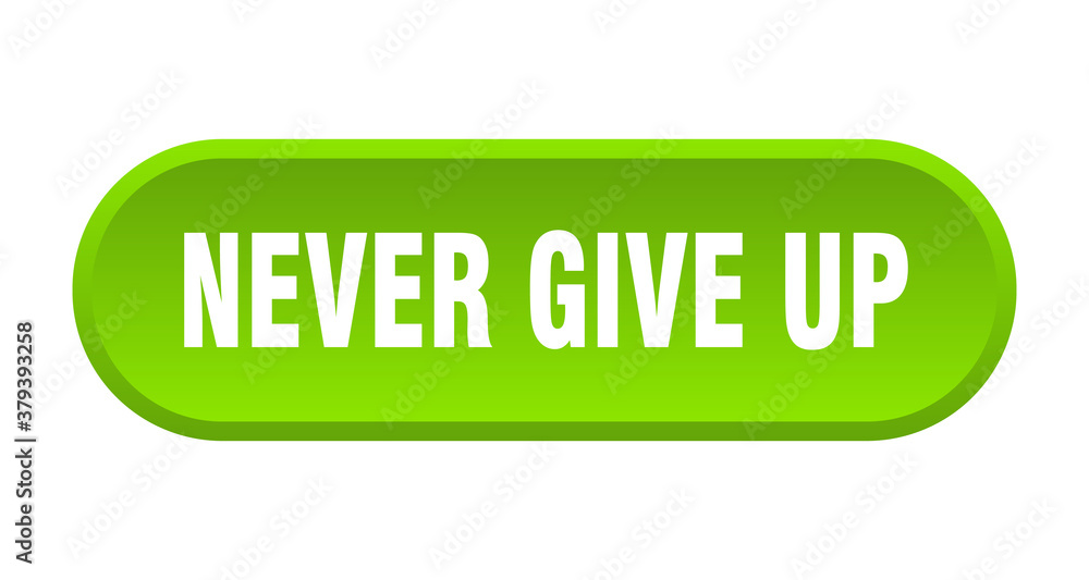 never give up button. rounded sign on white background never give up button. rounded sign on white background