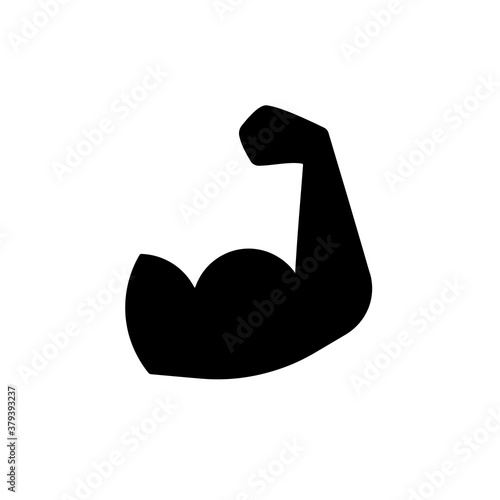 Muscle arm silhouette icon. Clipart image isolated on white background.