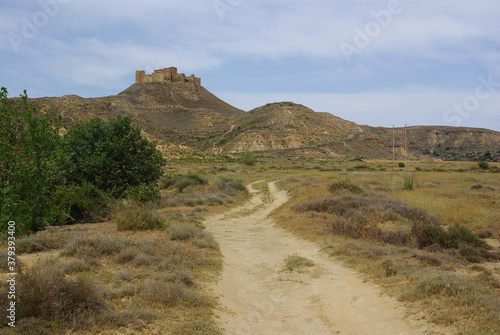View of the ruins of the Castle of Montearagón near Huesca, Aragon, Spain
