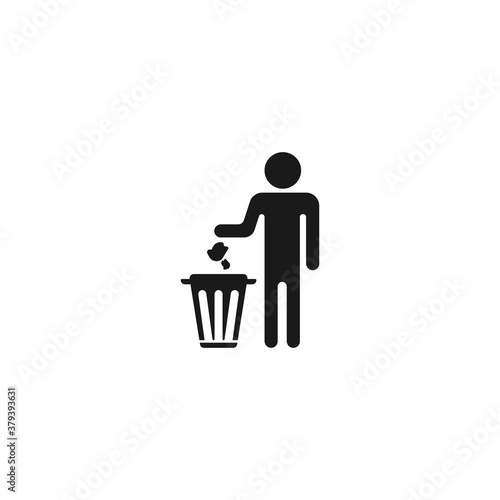 Trash and man icon vector