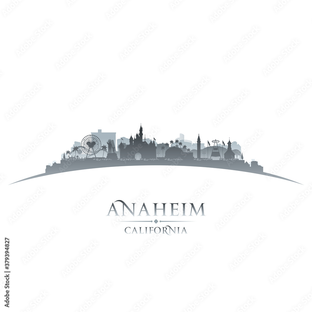Anaheim California city silhouette white background