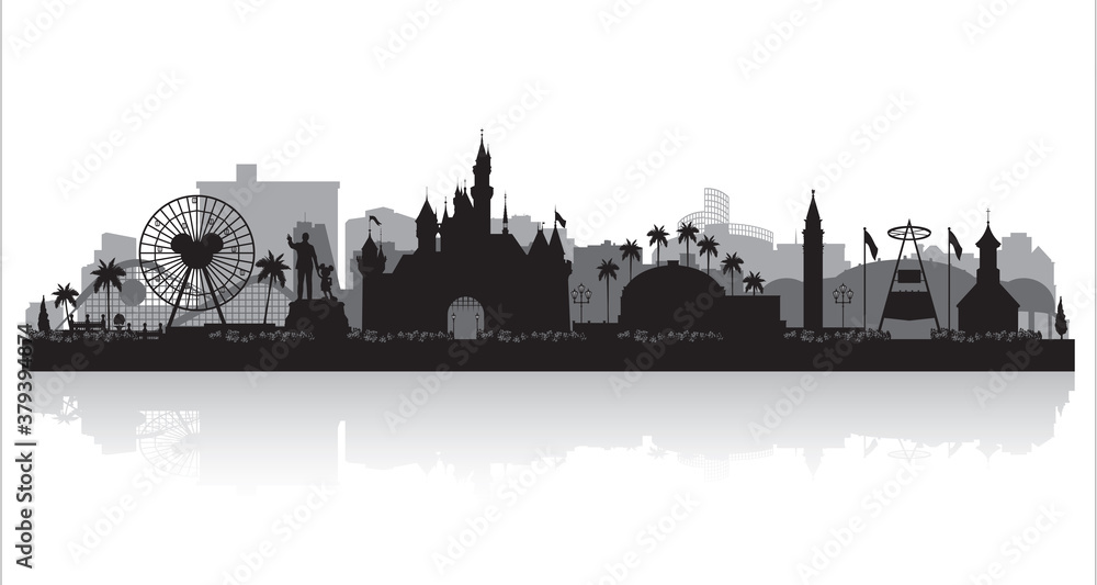 Anaheim California city skyline silhouette