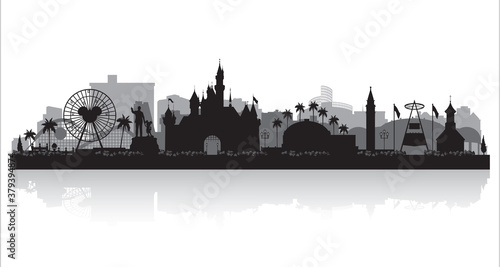 Anaheim California city skyline silhouette