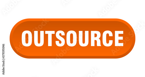 outsource button. rounded sign on white background