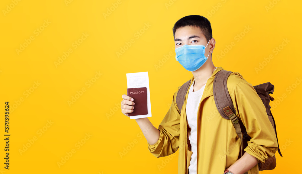 Asian teenage get ready to aboard for travel trip