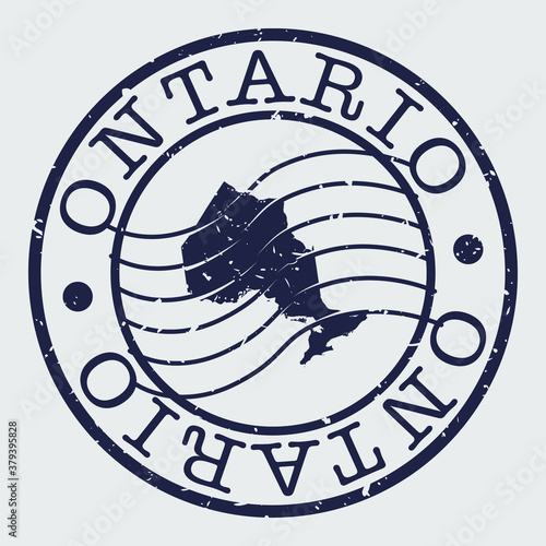 Ontario Canada Stamp Postal. A Map Silhouette Seal. Passport Round Design. Vector Icon Design Retro Travel.