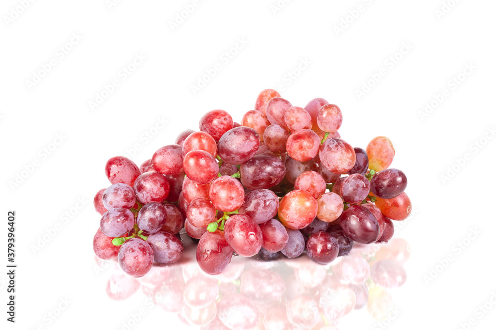 Ripe red grapes large bunch of fruits on white background