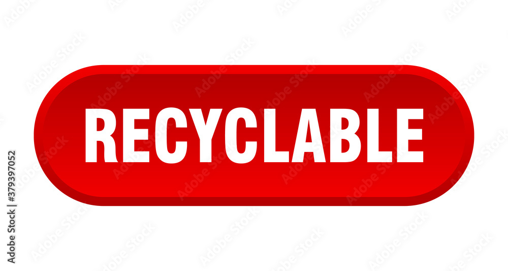 recyclable button. rounded sign on white background recyclable button. rounded sign on white background