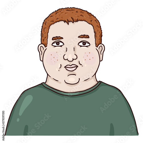 Vector Cartoon Avatar - Redhead Overweight Boy.