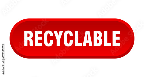 recyclable button. rounded sign on white background