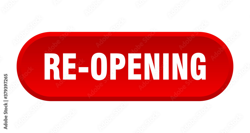 re-opening button. rounded sign on white background re-opening button. rounded sign on white background
