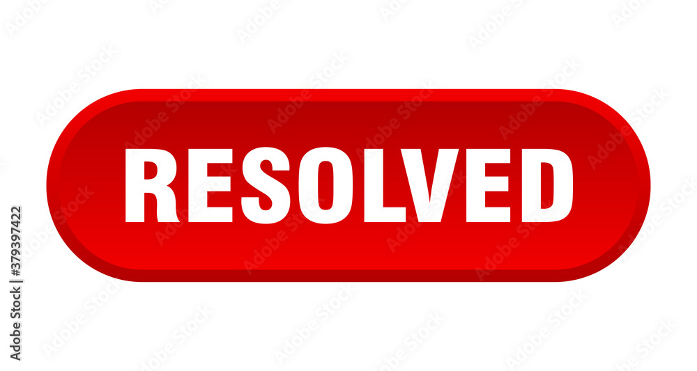 resolved button. rounded sign on white background resolved button. rounded sign on white background