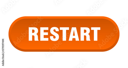 restart button. rounded sign on white background