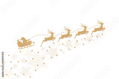 christmas banner santa claus in a sleigh with reindeer vector illustration EPS10