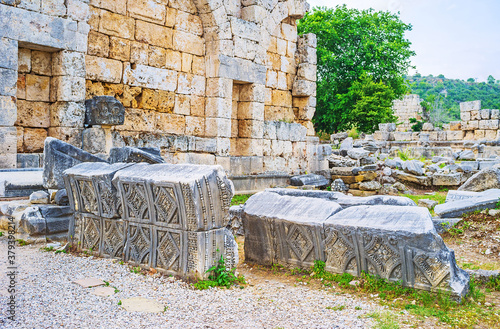 The broken walls of Perge, Antalya, Turkey. photo