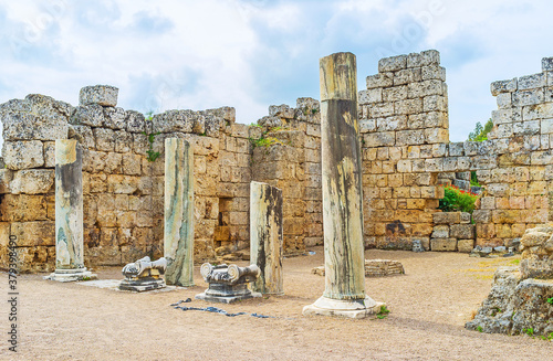 The broken columns in Perge, Antalya, Turkey. photo