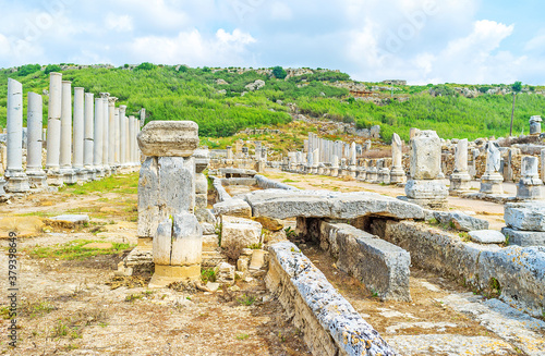 Water canal in Perge, Antalya, Turkey. photo