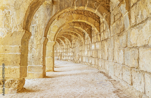 The upper gallery of Aspendos amphitheater, Turkey. photo