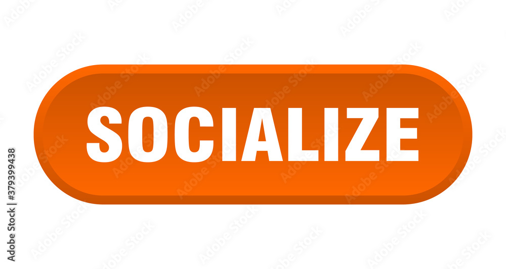 socialize button. rounded sign on white background socialize button. rounded sign on white background