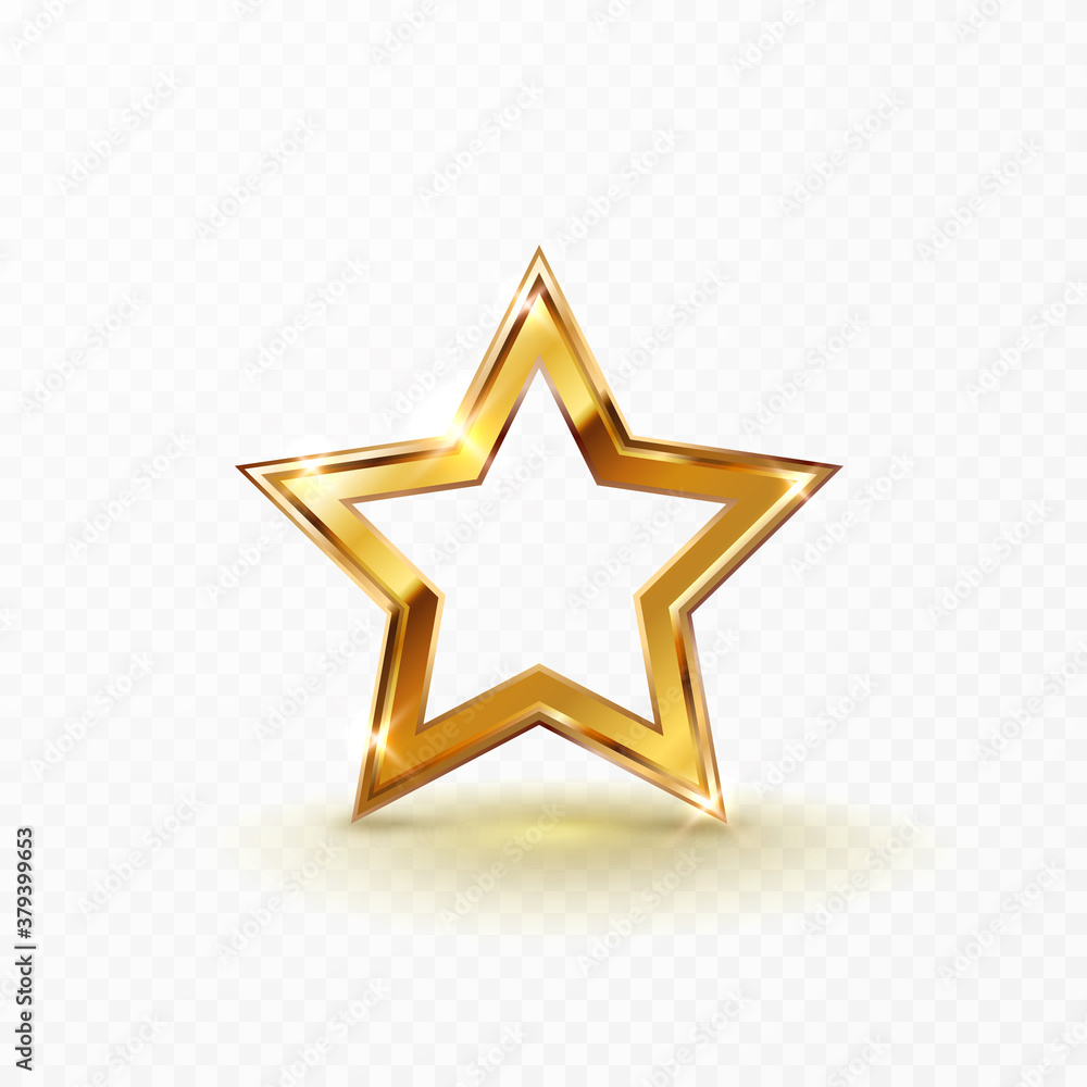 Gold glowing star isolated on transparent background. Golden vip casino, award, certificate icon with shadow. Vector sparkle luxury Christmas, New Year or Ramadan element design Gold glowing star isolated on transparent background. Golden vip casino, award, certificate icon with shadow. Vector sparkle luxury Christmas, New Year or Ramadan element design