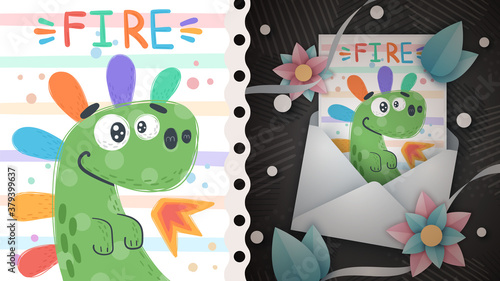Rainbow dino - idea for greeting card.