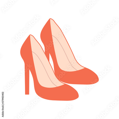 Red shoes. Elegant high heels. Femicide symbol. Feminicide concept. Domestic violence. Flat vector illustration