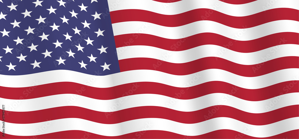 Fototapeta premium Waving US flag banner, Vector illustration.