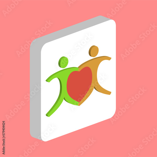 Love Pair together Simple vector icon. Illustration symbol design template for web mobile UI element. Perfect color isometric pictogram on 3d white square. Love Pair icons for business project.