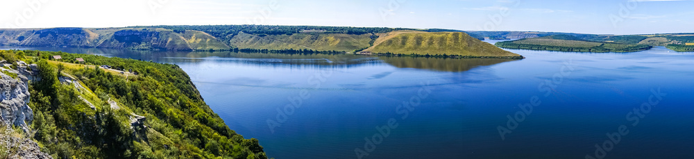 beautiful panorama landscape view of the mountains and the Dniester river Bakota beautiful panorama landscape view of the mountains and the Dniester river Bakota