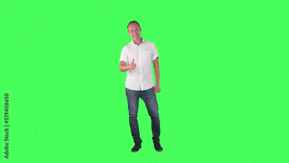 Happy laughing business man hearing joke and approving. Full body on green screen. Happy laughing business man hearing joke and approving. Full body on green screen.