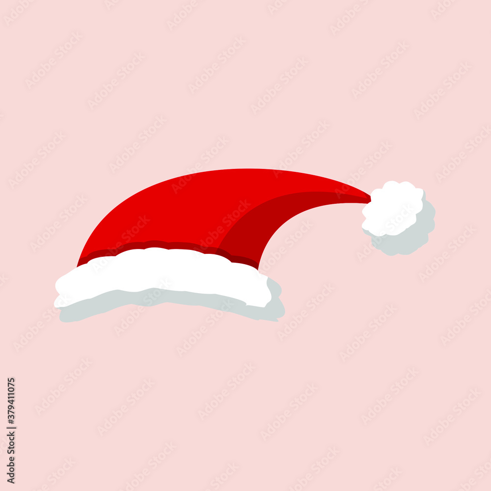 Red Santa Claus Hat isolated on beige background. Vector art Cartoon Illustration Red Santa Claus Hat isolated on beige background. Vector art Cartoon Illustration