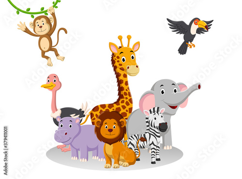Cartoon collection animal in the jungle. Vector illustration © Ruangdesign19