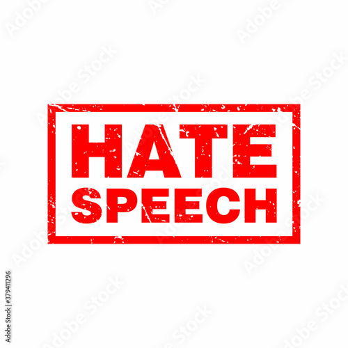 Abstract Red Grungy Hate Speech Rubber Stamp Sign Illustration Vector, Hate Speech Text Seal, Mark, Label Design Template