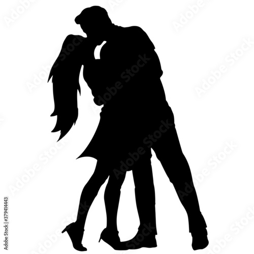 Romantic Couple kissing each other while dancing. Vectorgrafik. 